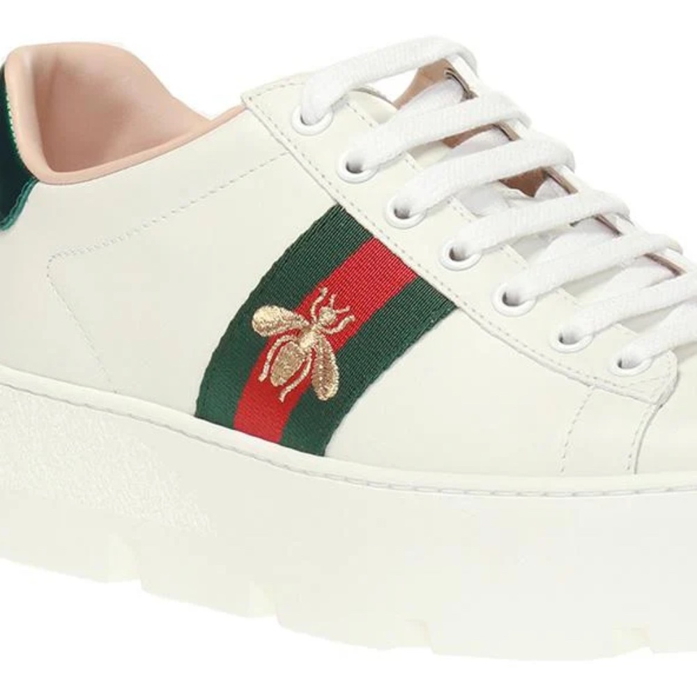 GUCCI Ace Women's White Leather Platform Sneakers Size 8.5 NIB 577573 - Picture 4 of 12